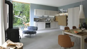 Cucina Moderna Dialogo Shellsystem in Rovere Bianco e Ambrato di Veneta Cucine
