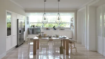 Cucina Moderna lineare Dialogo in Rovere Poro Aperto Bianco di Veneta Cucine