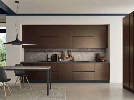 Cucina Moderna in linea in acciaio bronzato Easy 004 di Ar-due