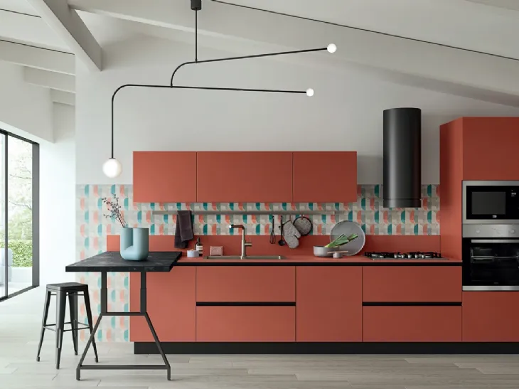 Cucina Moderna lineare in laccato opaco Easy 007 di Ar-due
