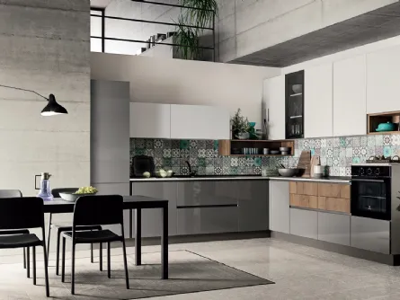 Cucina Moderna ad angolo in laccato lucido Easy 011 di Ar-due
