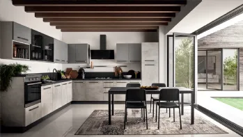 Cucina Moderna in laccato e effetto cemento ad angolo Easy 015 di Ar-due