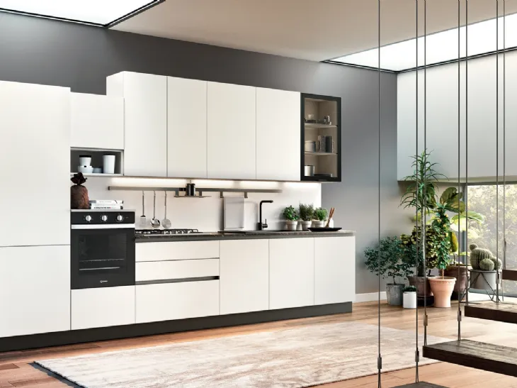Cucina Moderna in laccato opaco lineare Easy 016 di Ar-due