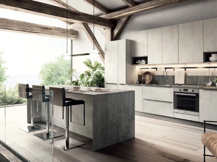 Cucina Moderna effetto cemento in linea Easy 017 di Ar-due