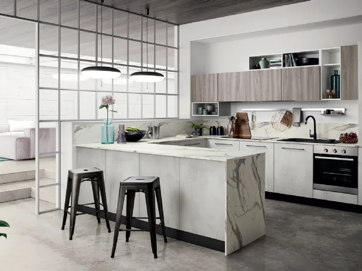 Cucina Moderna con penisola Easy 026 di Ar-due