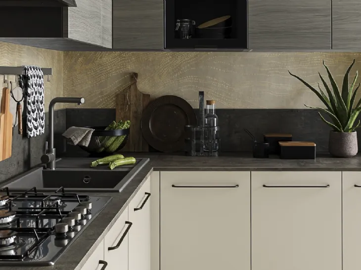 Cucina Moderna in Pet Crema Easy 031 di Ar-due