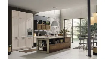 Cucina Moderna con isola Eva in legno Tinta Vintage di Arrex