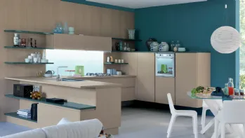 Cucina Moderna con penisola Extra Go in laccato opaco Beige Ecru di Veneta Cucine