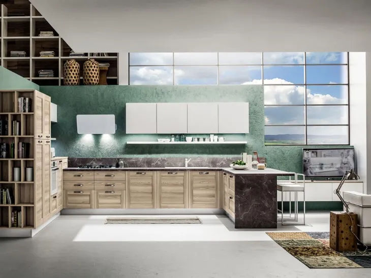 Cucina Moderna Fiorella Matrix Soia e Bianco Lucido di Arrex