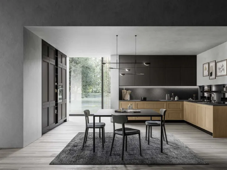 Cucina Moderna angolare in rovere brandy e laccato Frida 03 di Arredo3