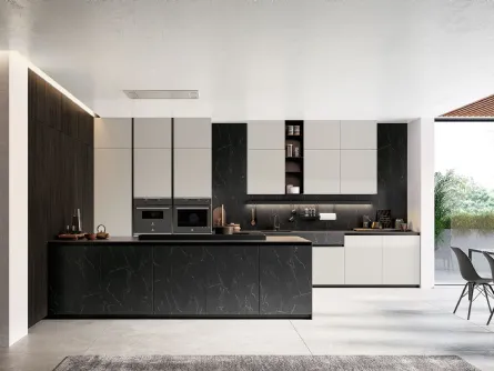 Cucina Moderna Glass 2 0 03 con penisola di Arredo3