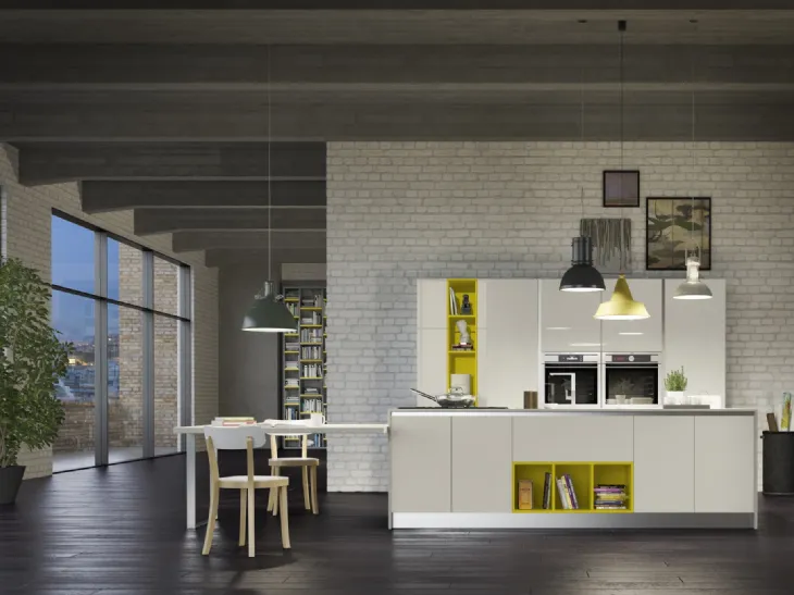 Cucina Moderna con isola Gloss composizione 01 di Essebi