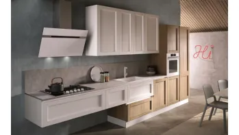 Cucina Moderna lineare Jazz composizione 03 in PET bianco e laminato di Essebi