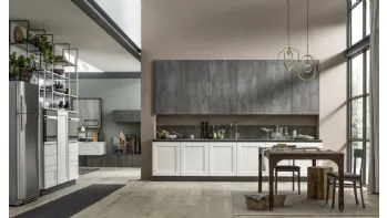 Cucina Moderna Kali in Frassino Decapè laccato Ghiaccio e Piombo di Arrex