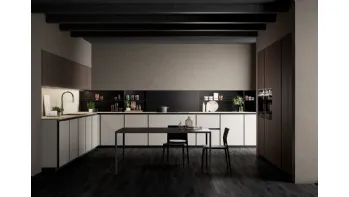 Cucina Moderna angolare Kronos in vetro Nebbia opaco di Arredo3