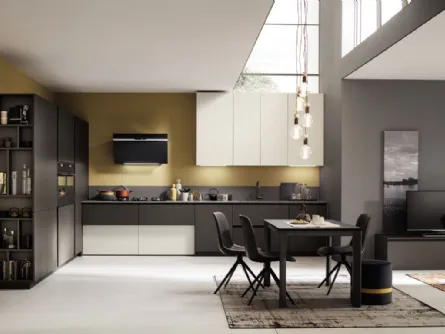 Cucina Moderna angolare Lab con finitura Metal Ice e Piombo di Arrex
