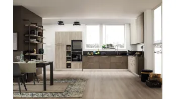 Cucina Moderna angolare finitura Lab Oxide Terra e Old Oak Mandorla di Arrex