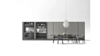 Cucina Moderna lineare Logica 03 in laccato opaco Platino e Antracite di Valdesign