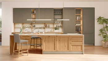 Cucina Moderna in rovere con penisola Milano 01 di Veneta Cucine
