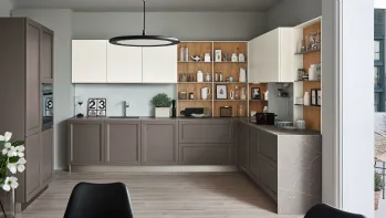 Cucina Moderna angolare Milano 05 in laccato Grigio e Bianco di Veneta Cucine