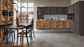 Cucina Moderna angolare Milano 03 in Rovere e laccato Grigio di Veneta Cucine