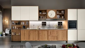 Cucina Moderna lineare Milano in Rovere Nodoso e laccato Bianco di Veneta Cucine