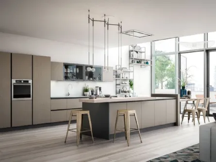 Cucina Moderna con isola Opale composizione 02 in ecocemento di Arrex