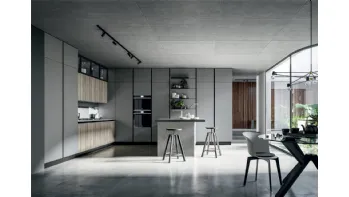 Cucina Moderna Round con Isola in laminato Rovere grano e Pet Selenio Matt di Arredo3