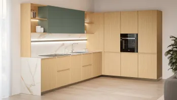 Cucina Moderna angolare Sakura 05 in Rovere Ikebana di Veneta Cucine