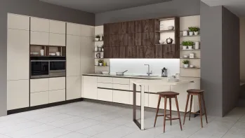 Cucina Moderna angolare con penisola Start Time J 04 di Veneta Cucine