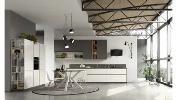 Cucina Moderna lineare Twin Okobo Iceberg e Wall Piombo di Arrex