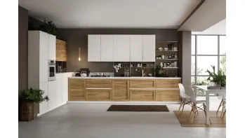 Cucina Moderna angolare Twin Okobo Natural & White di Arrex