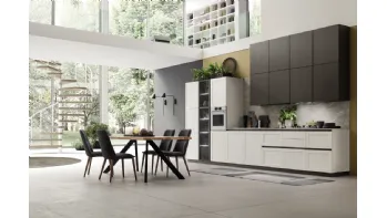 Cucina Moderna lineare Twin White e Metal Piombo di Arrex