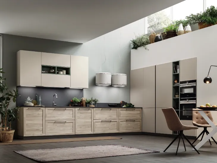 Cucina Moderna angolare Twin Okobo Smoke & Cream di Arrex