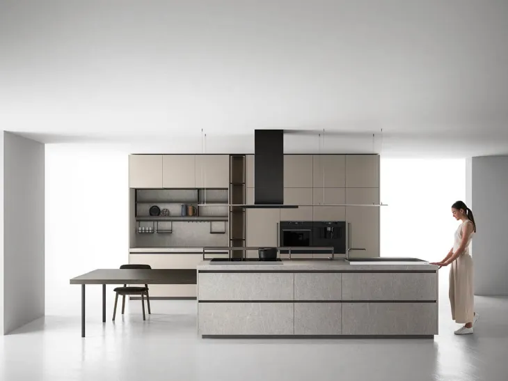 Cucina Moderna con isola Zafferano 02 finitura laminato Piasentina e Canapa di Valdesign