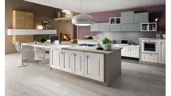 Cucina Moderna Zenzero in Rovere laccato con top Isola in Sassi del Piave di Arrex