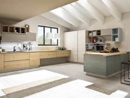 Cucina Moderna Zenzero Rovere Canapa e Petrolio di Arrex
