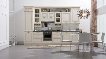 Cucina in legno chiaro e vetrine all'inglese Memory Bianco di Veneta Cucine