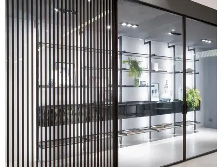Porta per interni Zeus Tokyo con profilo in alluminio finitura Rovere e vetro di Doal