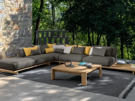 Divano angolare in tessuto con struttura in legno Argo Wood di Talenti