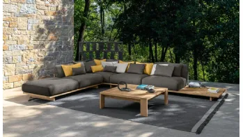 Divano angolare in tessuto con struttura in legno Argo Wood di Talenti