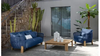 Arredo da esterno in tessuto  e legno Argo Wood Love Seat di Talenti