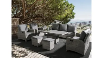 Tavolo da giardino Kent con base in fibra sintetica e top vetro ceramica di Bizzotto