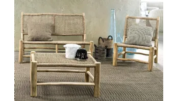 Arredo da esterno Lampok in fibra sintetica e teak di Bizzotto