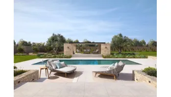 Day Bed Tamires in tessuto e teak di Bizzotto