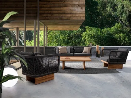 Arredo da esterno in tessuto e teak Xylia di Bizzotto