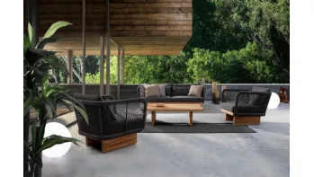 Arredo da esterno in tessuto e teak Xylia di Bizzotto