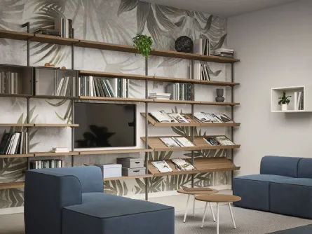 Mobile Ufficio Libreria componibile Uniko in melaminico Noce Naturale di Cinquanta3