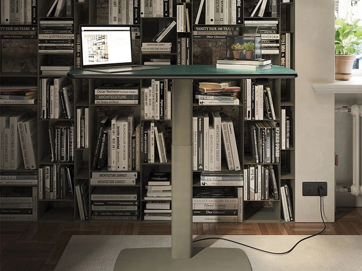 Scrivania Operativa in pelle e metallo Runner Leather di Cattelan Italia